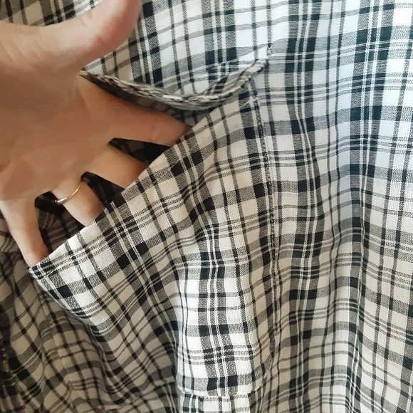 BY TOGETHER 100% Cotton Plaid Long Sleeve Top with Pockets Size Large - Picture 4 of 11